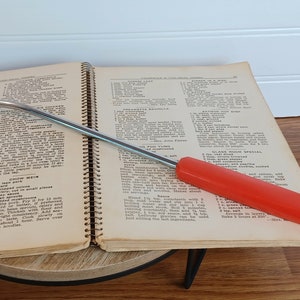 Vintage Ekco Meat Carving Fork 16.5&quot; long with Retro Orange Handle, For Cooking & Grilling