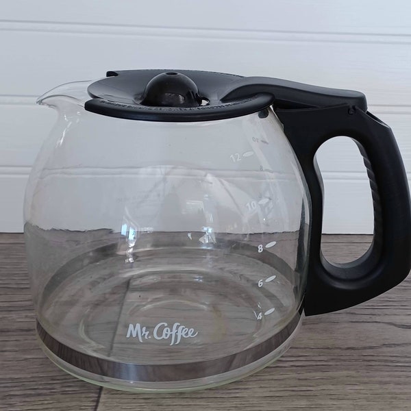 Vintage Mr. Coffee 12 Cup Glass Replacement Coffee Pot Carafe Black Lid & Handle