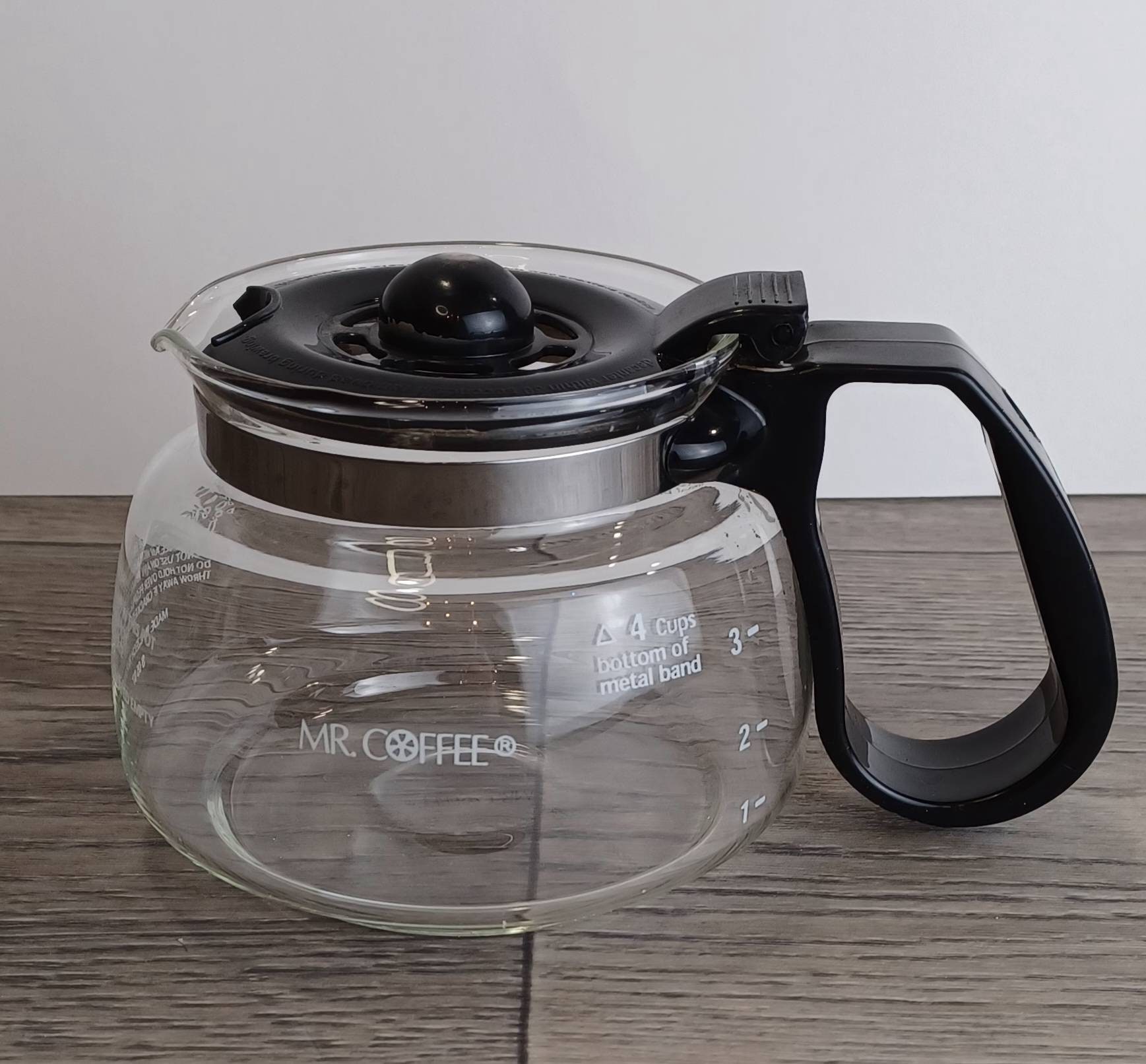 Vintage 12 Cup Glass Replacement Coffee Pot Carafe Black Handle & Lid,  Unbranded 