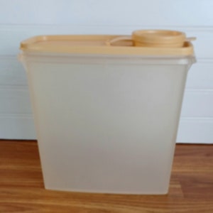 Vintage Tupperware Store-N-Pour voedselopslagcontainer met oogstgouden klapdeksel 469, 470 en 471