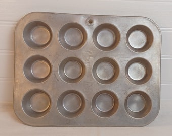 Vintage MIRRO Aluminium 12-Cup Mini-Muffin of Cupcake Pan ~ Retro jaren 1950 VS