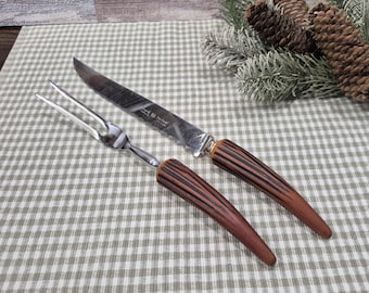Juego de trinchar vintage Regent Sheffield de Inglaterra con mangos de baquelita de imitación de asta