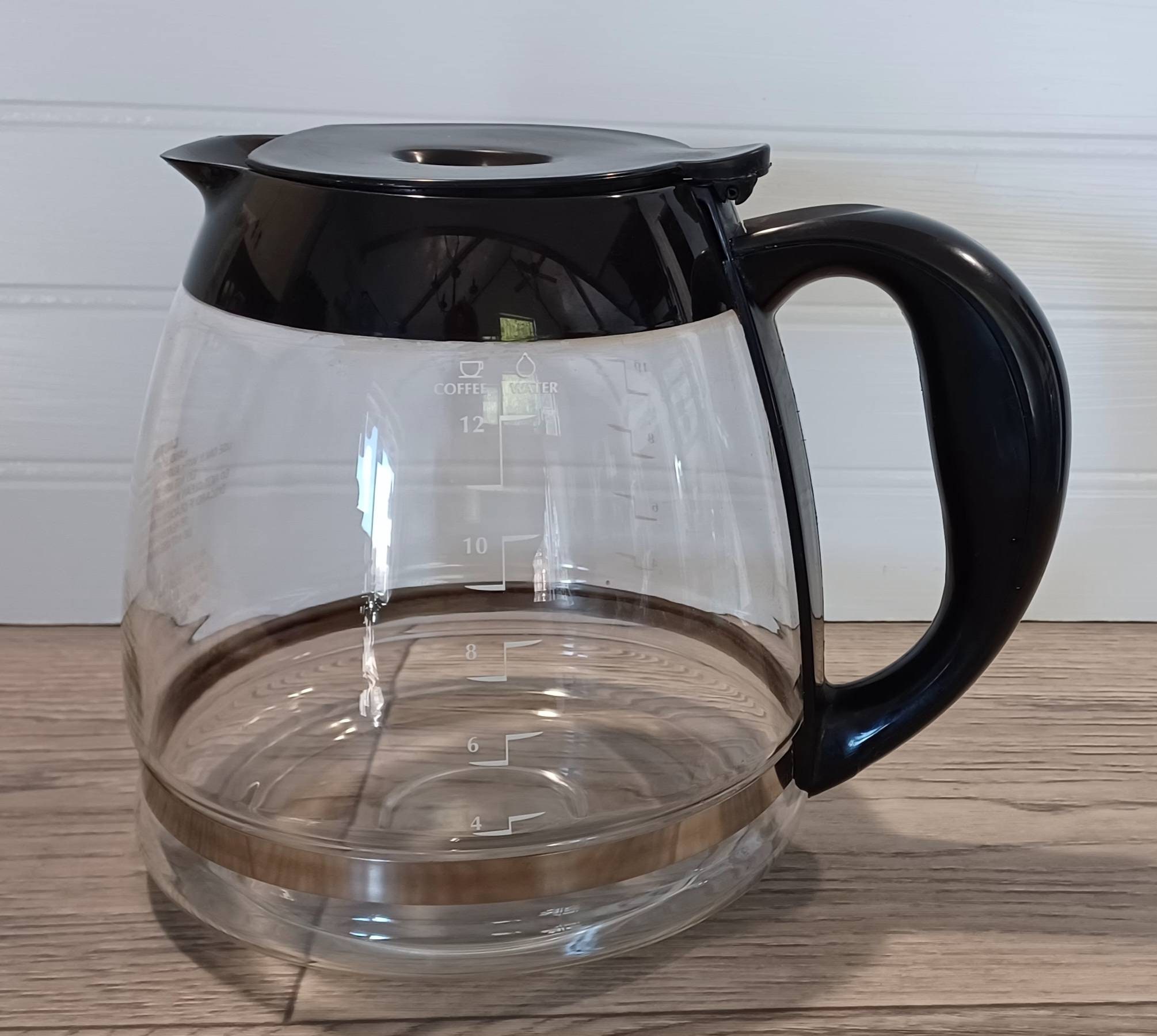 Vintage 12 Cup Glass Replacement Coffee Pot Carafe Black Handle