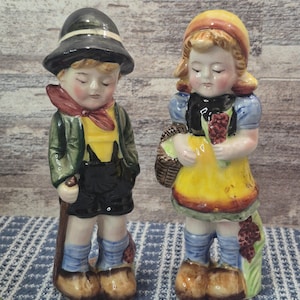 Vintage Porcelain European Boy and Girl Hand-Painted Figurines ~ Made in Japan