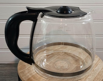 Vintage Black & Decker 12-cup Glass Replacement Coffee Pot Carafe with Black Lid and Handle