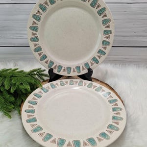 Set van 2 Metlox Poppytrail NAVAJO 10,5&quot; dinerborden VTG Calif. aardewerk ~ met gebreken