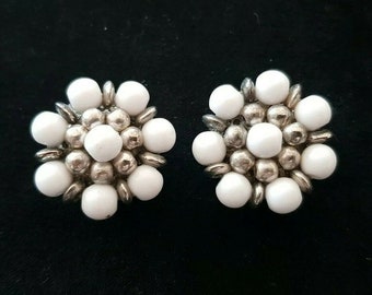 Silver Tone Dome Beaded Design Clip On Earrings Lead Nickel Free Silver Tone Dome Beaded Design Clip On Earrings Lead Nickel Free