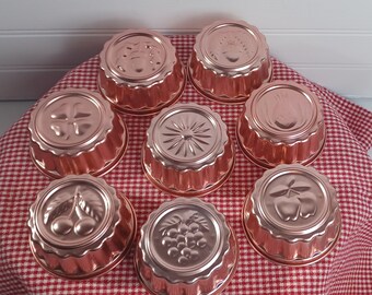 Vintage Copper-tone Aluminum Individual Tart Cups or Gelatin Molds made by Knox Gelatin in the 1970s