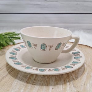 Metlox Poppytrail NAVAJO Cup & Saucer Mid-Century Atomic California Art Pottery