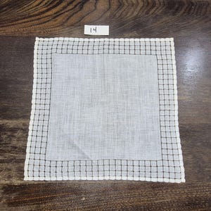 Vintage LINEN Handkerchief Hankie 10.5&quot; Square with Delicate Cut-Out Design