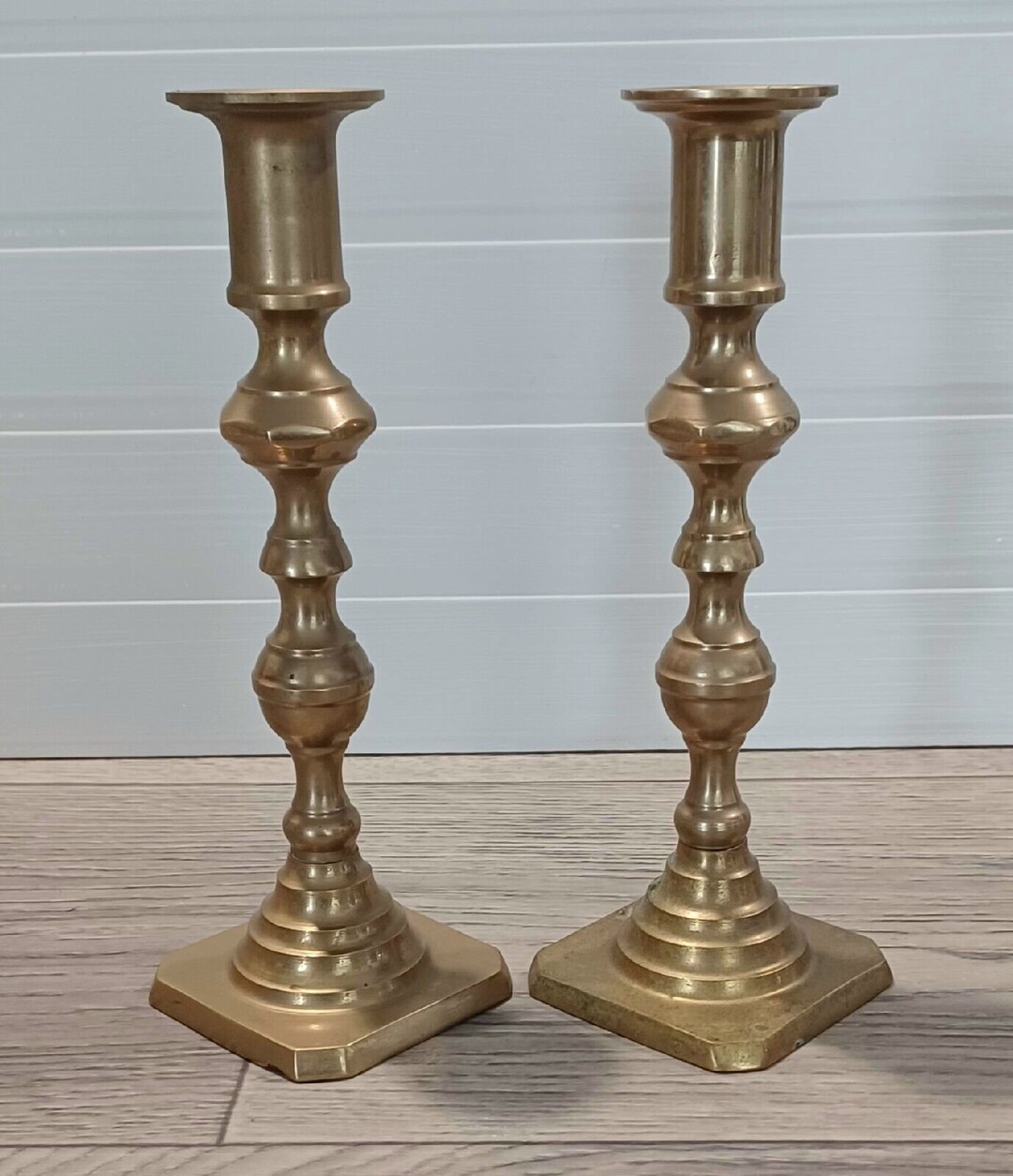 Vintage Pair of Heavy Brass Candlesticks Taper Candle Holders Etsy