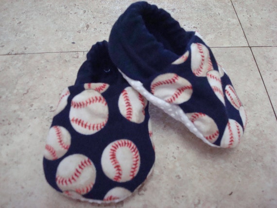 Items similar to Baseball baby cloth shoes in navy blue...PERFECT for ...