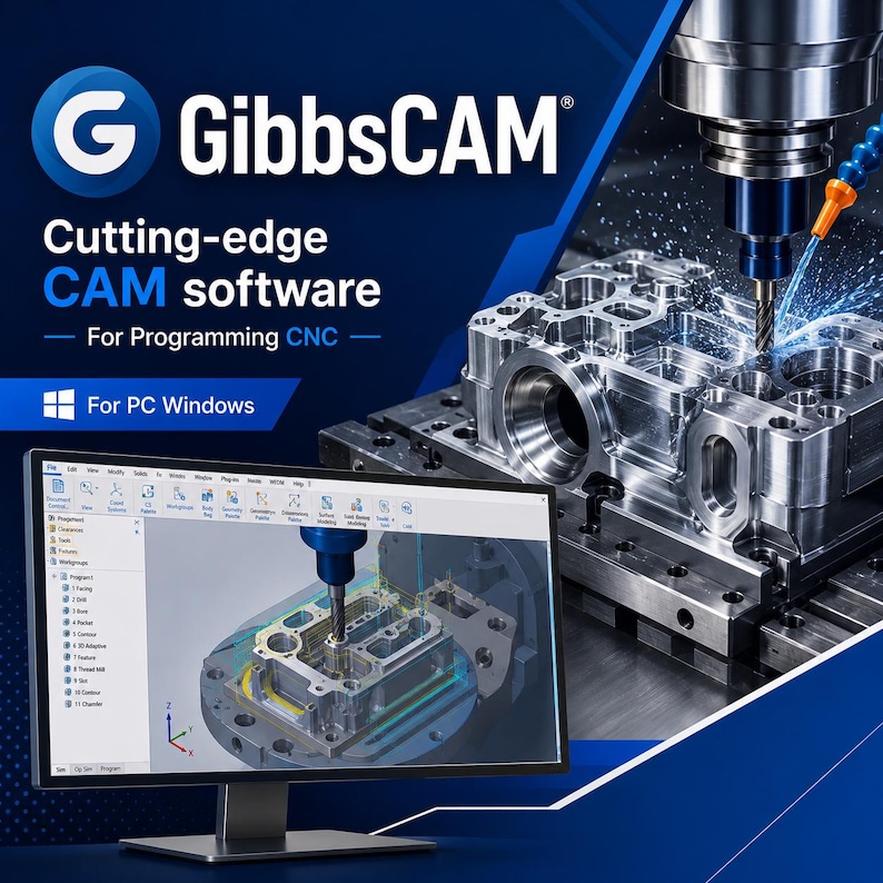 Avancerat CAM-verktyg för CNC-programmering | GibbsCAM 2026 | Fullständig version | För PC Windows bild 1