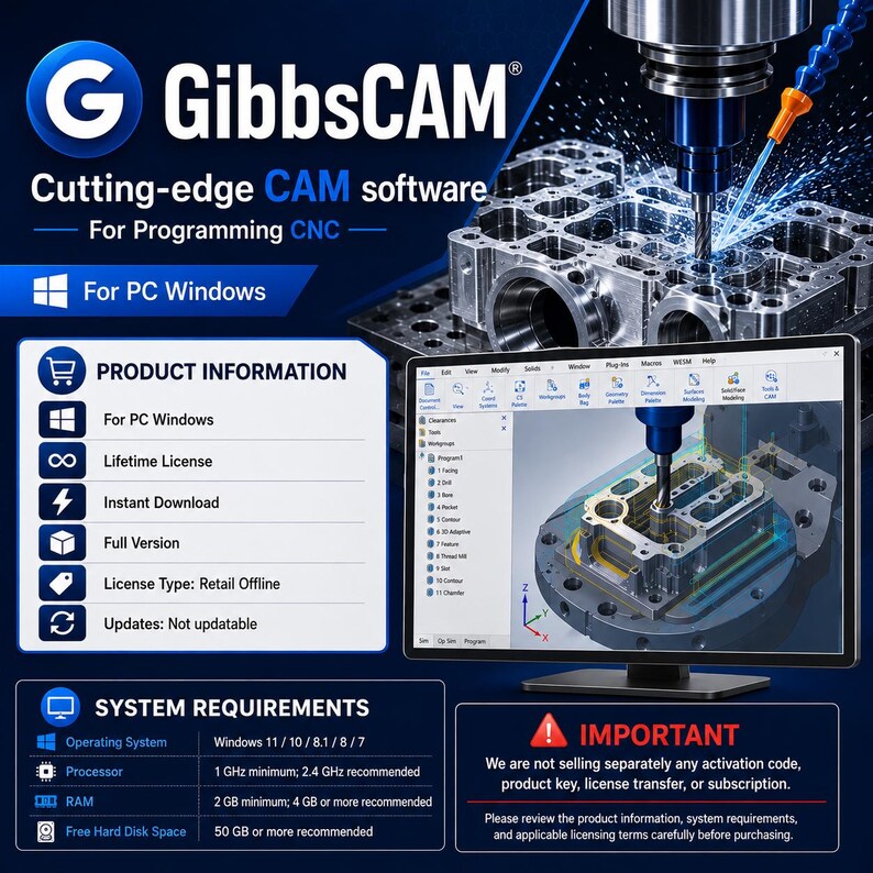 Avancerat CAM-verktyg för CNC-programmering | GibbsCAM 2026 | Fullständig version | För PC Windows bild 4