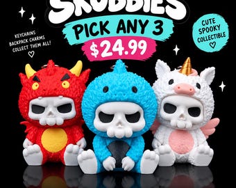 Skubbies Bundle: Pick Any 3 Spooky Collectible Keychains (Mix & Match)