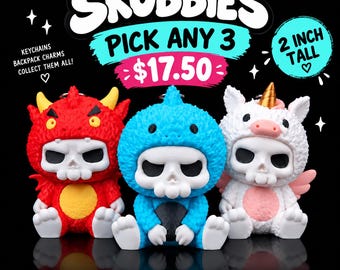Small Skubbies Bundle: Pick Any 3 Spooky Collectible Keychains (Mix & Match) 2 inches tall