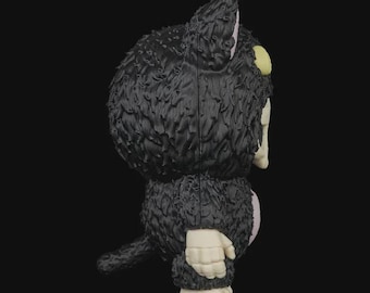 Skubbies – Hex-Katzenfigur: Totenkopfgesicht, gelbe Augen, Kunstspielzeug
