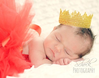 Baby Crown Gold Lace Crown Baby Photo Prop Newborn Golden Crown Baby Girl or Boy Crown Gold Vintage Wedding Cake Topper
