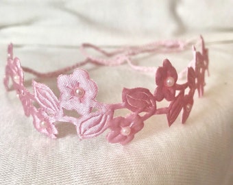 Pink Lace Baby Halo Headband Photo Prop Baptism girl Halo Any Size Gifts for Mom Sister Wife Girlfriend Birthday Gift Unique Gift for Her