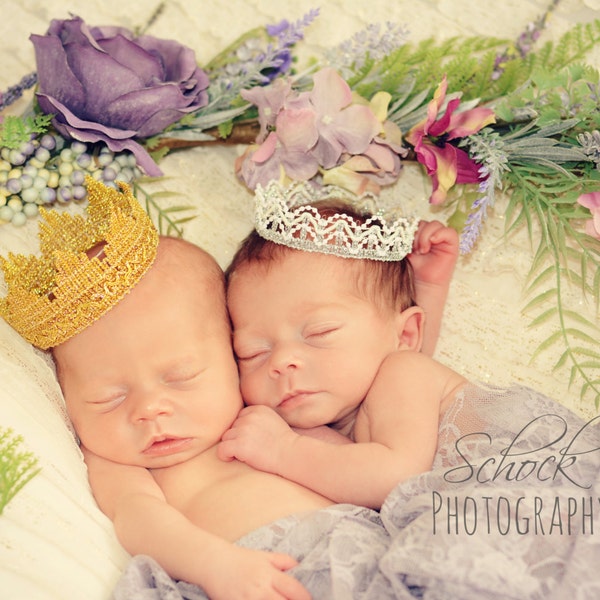 Baby Crown White and Silver Beaded Crown Newborn Prop Newborn Lace Crown Newborn Photo Prop Baptism Crown Wedding Cake Topper