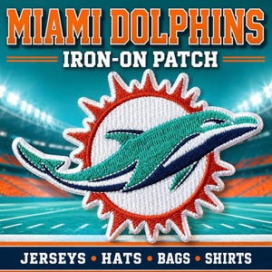Broderad stryklapp för Miami Dolphins | NFL-tröja för fans (8,5 cm bred)