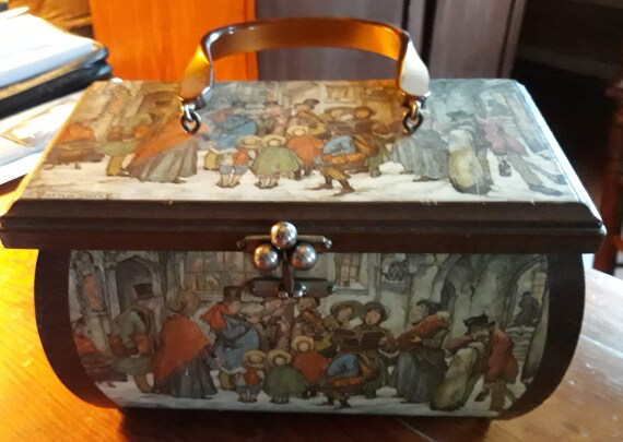 Wonderful vintage Anton Pieck wood decoupage purse - image 8