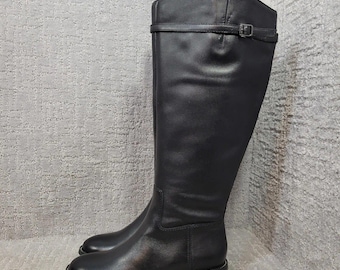 Franco Sarto Belaire Wide Calf Women's Size 6M Black Leather Zipper Riding Boots