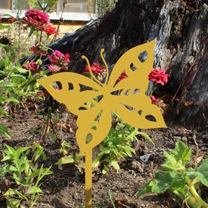 Colorful Metal Butterfly Yard Stake: Rustic Garden Decor