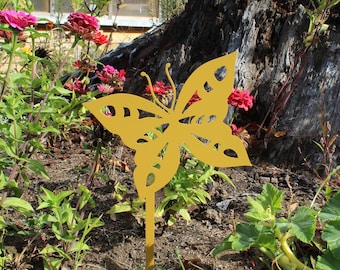 Colorful Metal Butterfly Yard Stake: Rustic Garden Decor