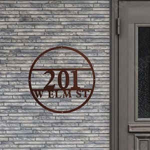 Modern Round Metal Address Sign - Personalized House Numbers. Metal Address Sign, House Number,  Custom Address Sign, Address Plaque