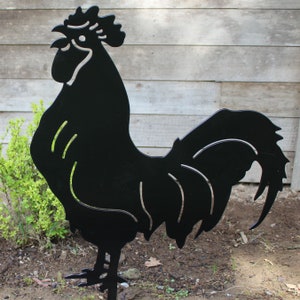 Rustic Metal Rooster Yard Stake: Handcrafted Farmhouse Garden Art