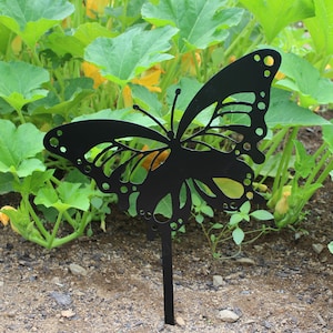 Unique Metal Butterfly Garden Stake - Yard Art - Butterfly Lover Gift, Outdoor Butterfly Decor, Yard Art, Rustic Yard Stake, Powder Coat
