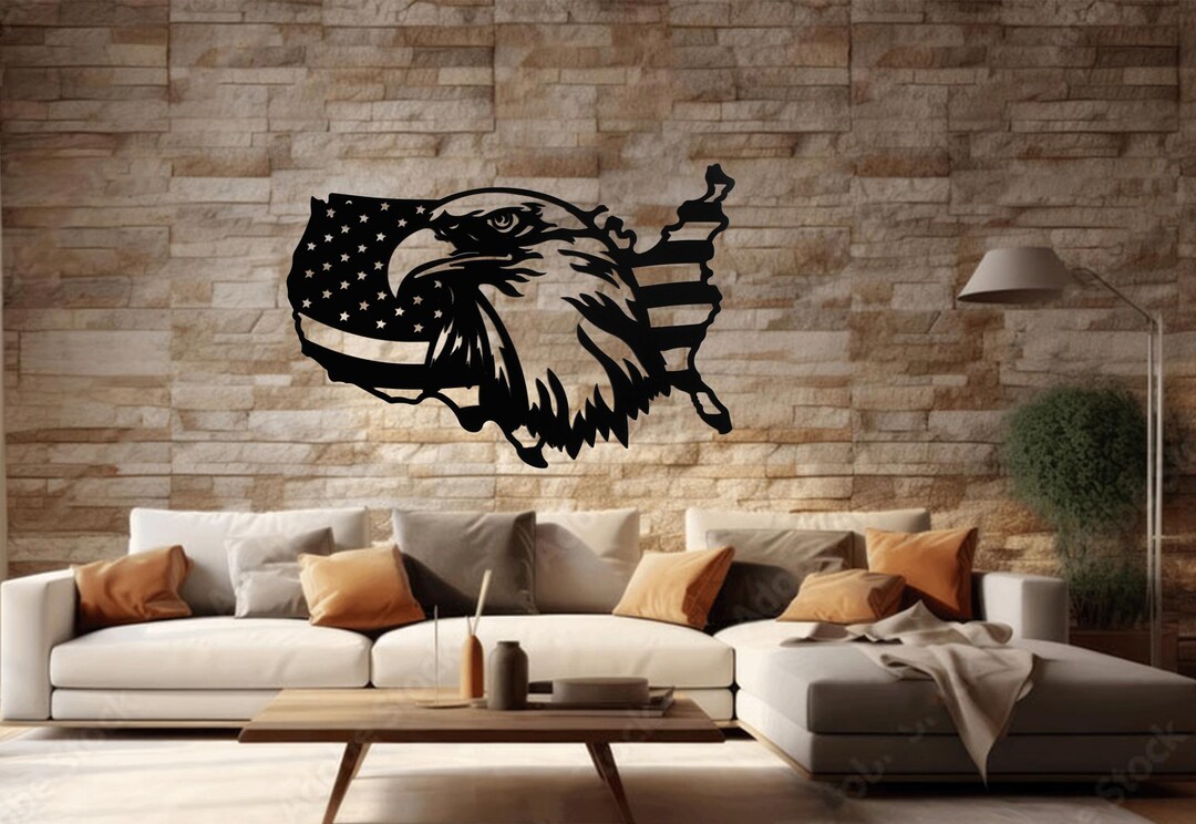 American Flag Eagle Metal Wall Art: Patriotic Powder Coat Decor - Etsy