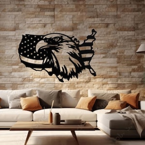 American Flag Eagle Metal Wall Art: Patriotic Powder Coat Decor