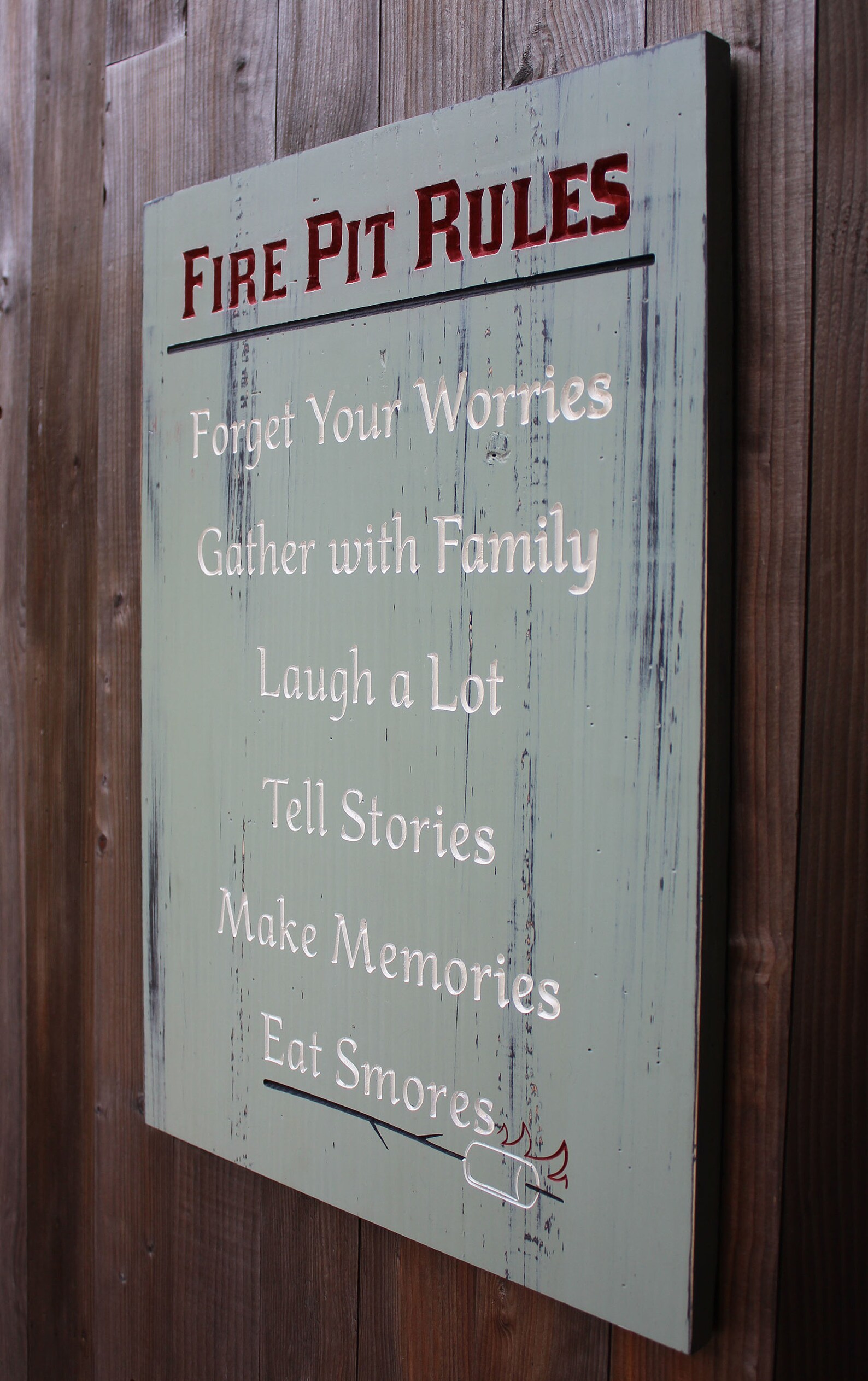 Fire Pit Rules Wood Sign Modern Farmhouse Rustic Sign Sayings Etsy