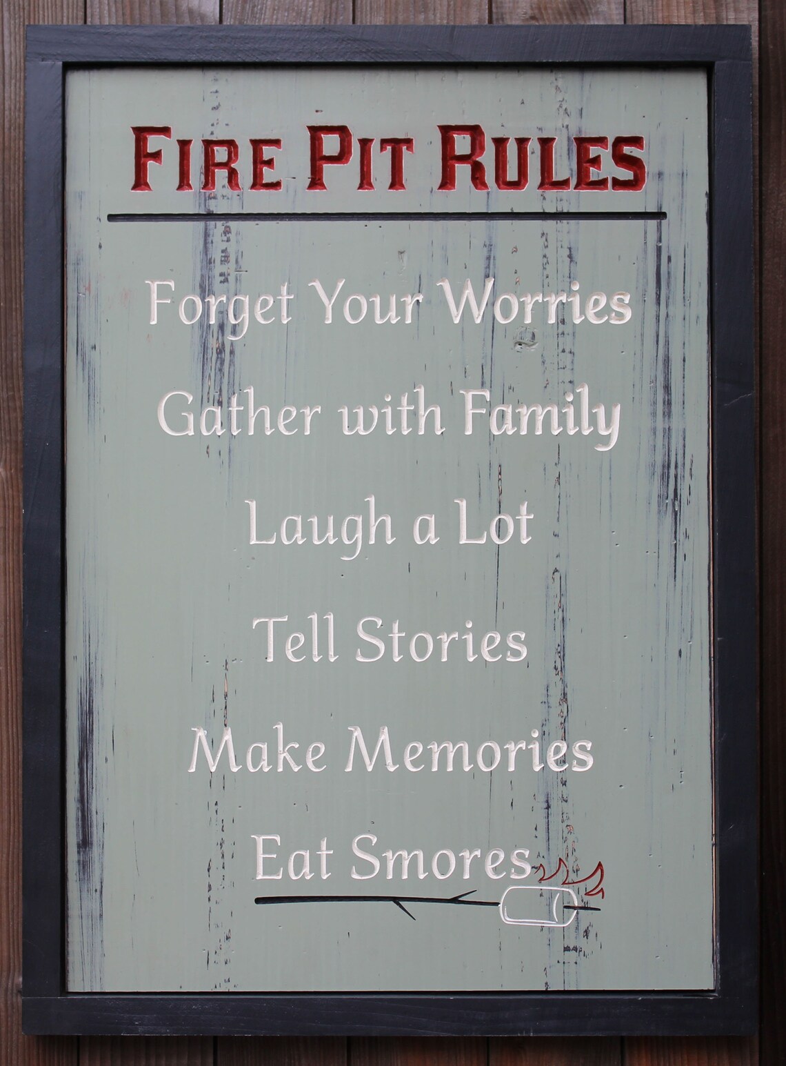 Fire Pit Rules Wood Sign Modern Farmhouse Rustic Sign Sayings Etsy