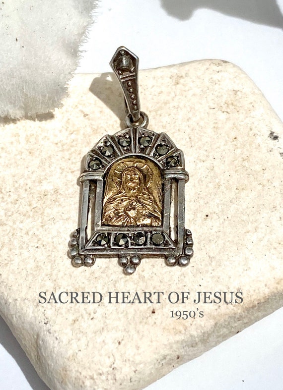 Sacred Heart of Jesus 1950’s Charm - 900 Silver an