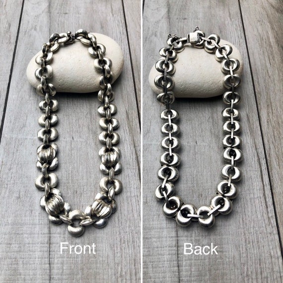 Vintage Leather Metal Totem Choker