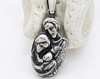 Holy Family Sterling Silver Charm – Virgin Mary, Saint Joseph & Baby Jesus