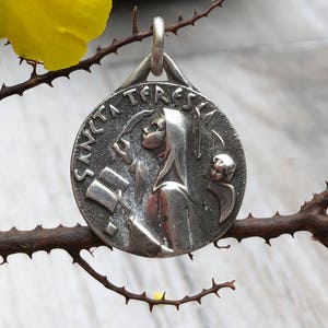 Saint Therese. Santa Teresa of Avila Medal. Sterling Silver.