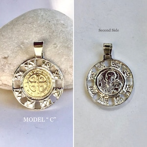 Saint Benedict Pendants. Silver and Gold. Double Sided