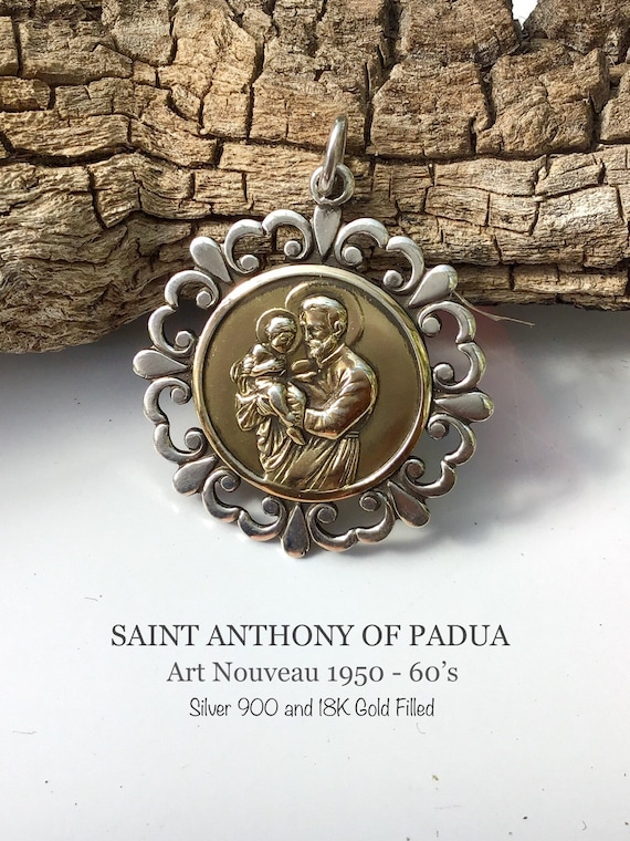 Saint Anthony of Padua. Mid Century Catholic. Silv