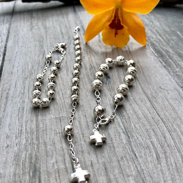 Rosary bracelets. Sterling silver.