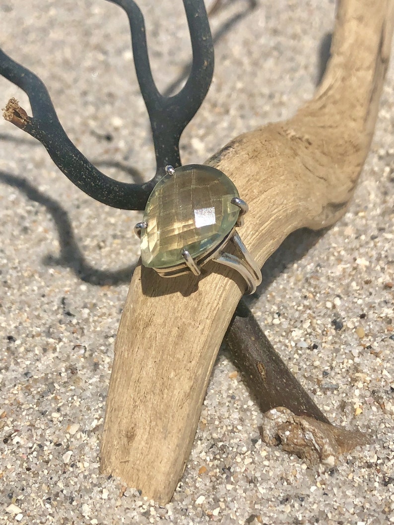Sterling Silver Green Prasolite Ring