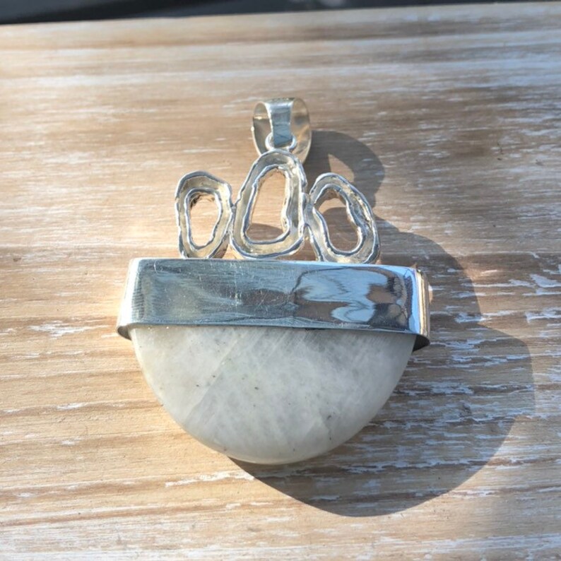 Modern Design. Sterling Silver Moonstone Pendant