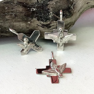 Holy Spirit Pendant . Sterling Silver. Two Charms in One.