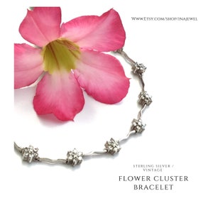 Flower Cluster Bracelet. Vintage. Sterling Silver.