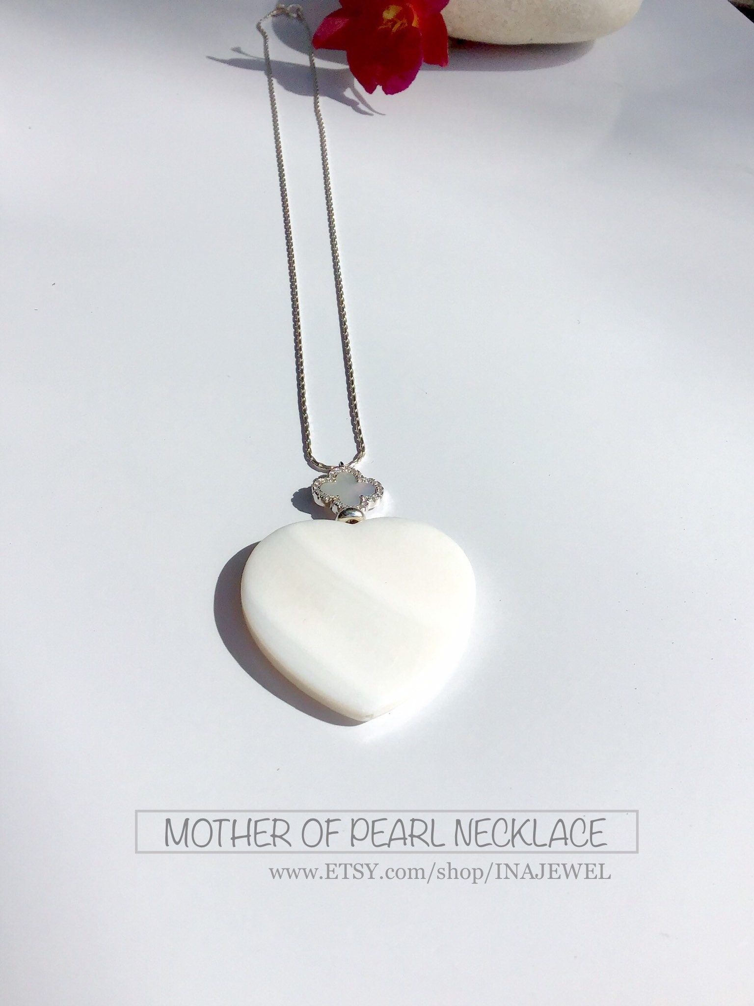 Mother of Pearl Heart Necklace. Sterling Silver. - Etsy