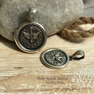 Holy Spirit Medal. Sterling Silver.