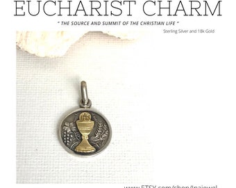 Eucharist Charm. Sterling Silver and 14k Gold